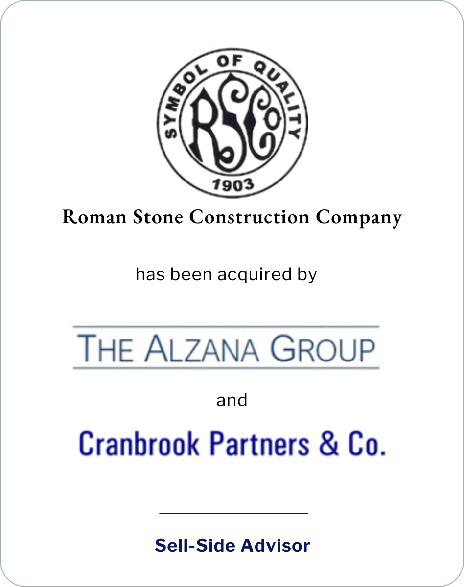 SC&H Capital Advises Roman Stone Construction Company in Sale to The Alzana Group and Cranbrook Partners