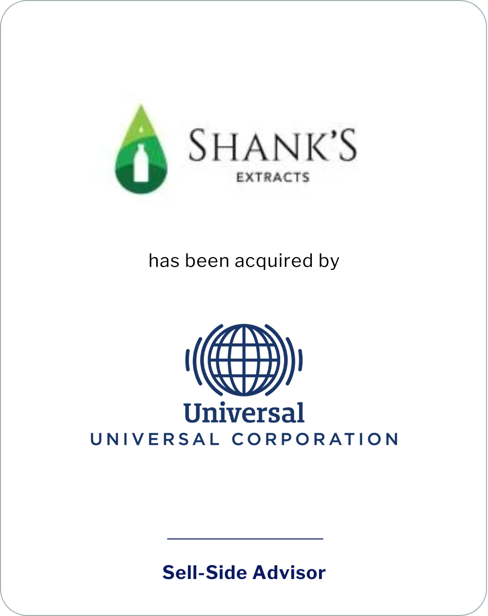 Shank's Extracts has been acquired by Universal Corporation